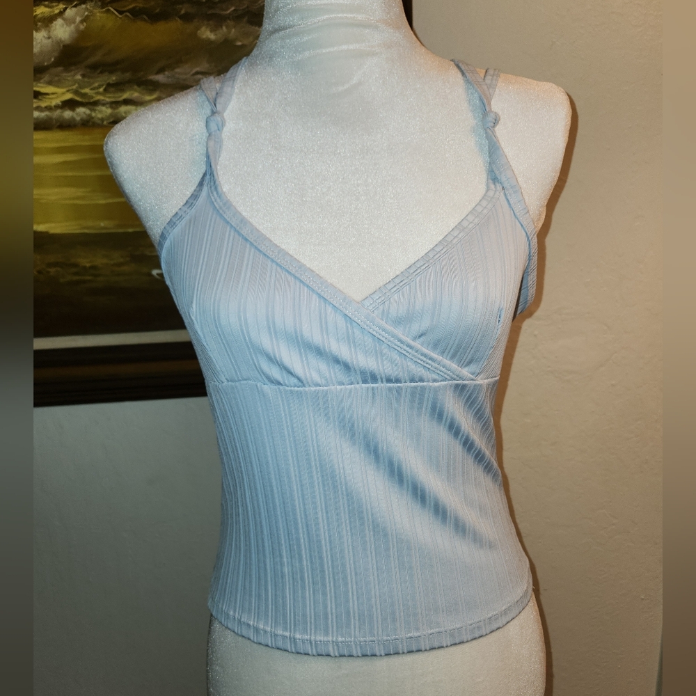Vintage 1990s Strappy Light Blue Grey Tank Top Forever 21